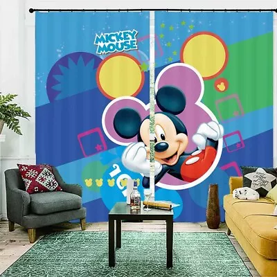 Light Bulb Mickey Mouse 3D Curtain Blockout Photo Printing Curtains Drape Fabric • $192.62
