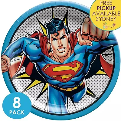 $9.99 • Buy Justice League Party Supplies 8 Large Paper Plates Superman Birthday