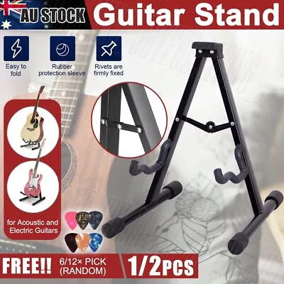 $12.29 • Buy 2PCS Metal Folding Electric Acoustic Bass Guitar Stand Floor Rack Holder Black