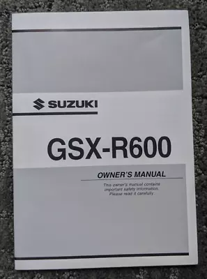 $26.99 • Buy 2002 SUZUKI GSX-R600 K3 Motorcycle Owner`s Manual / OEM