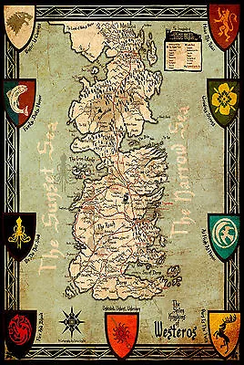 $34.95 • Buy Game Of Thrones Westeros Map Poster #2 | IceFire Book Martin Boxset Dvd Bluray