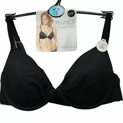 M&S Plunge Underwired T Shirt Bra All Sizes New With Tags  • £6.50