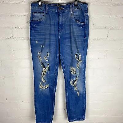 ZARA Trf Denim Extreme Distressed Skinny Jeans UK6 W28 L27” • £3