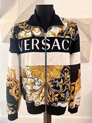 Versace Mens Logo Barocco Print Zip Track Jacket Sweatshirt Slim Size XXL $1980 • $690