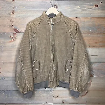 Vintage IZOD Brown Corduroy Bomber Jacket Men's Size Medium • $79.95