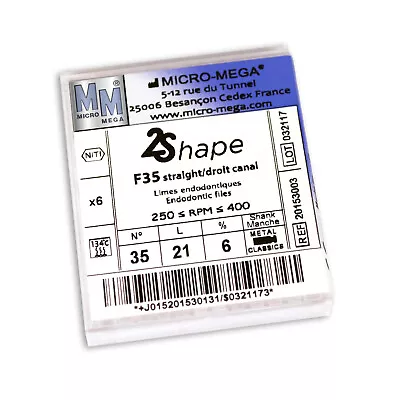 Micro-Mega 2Shape F35 21MM Ni-Ti Rotary Dental Endodontic 6pc Files (20153003) • $43.99