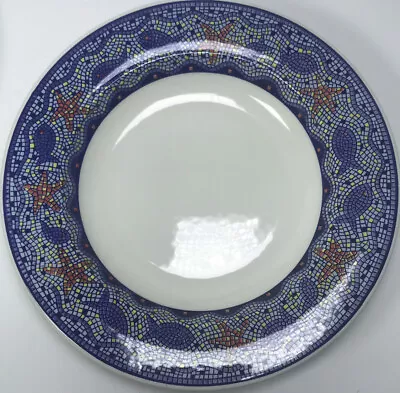 $32.79 • Buy Pier 1 Blue Mosaic Rimmed 9.5” Pasta Soup Bowl NOS Coastal Star Fish Ocean Italy