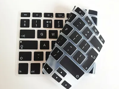 UK EU Keyboard Skin Cover For Apple MacBook PRO 13 A1502 (Retina) Clear & Black • £3.95