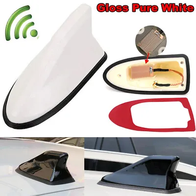 £9.11 • Buy Universal Pure White Car Shark Fin FM/AM Radio Signal Antenna Auto Roof Aerial
