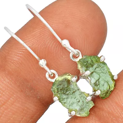 Natural Genuine Czech Moldavite 925 Sterling Silver Earrings Jewelry CE21781 • $39.99