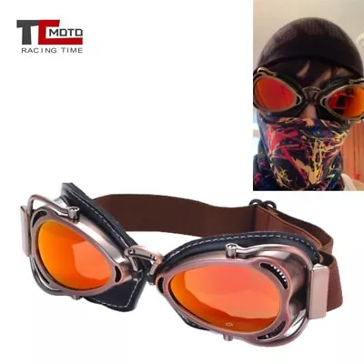 Aviator Retro Motorcycle Vintage Goggles Eyewear Cruiser Pilot Motorcross Biker • $23.08