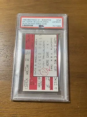 1992 Nba Finals Game 1 Ticket Michael Jordan Shrug Game Psa Red • $340