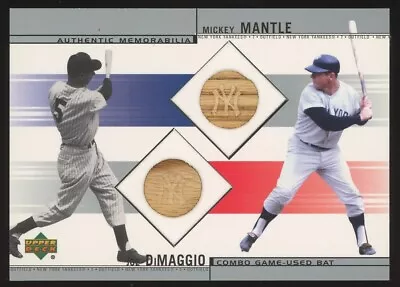 2001 Upper Deck #CB-DM Mickey Mantle Joe DiMaggio Dual Game Used Bat Relic (S02) • $209.99