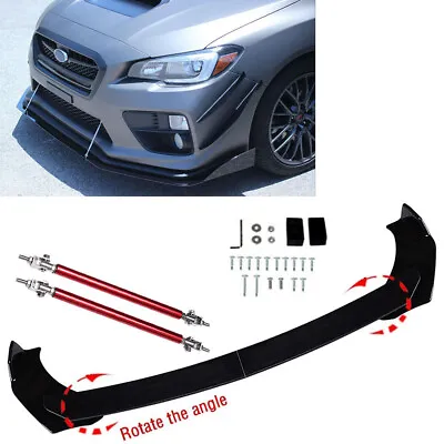 Front Bumper Lip Splitter For Subaru Impreza Spoiler Spoiler Strut Rods Black • $39.99