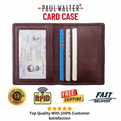 Pure Genuine Soft Leather Men's Mini Card Case Wallet With RFID Protected • $12.50