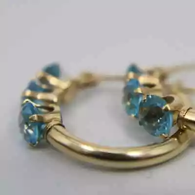 14k Gold Earrings With 4 Aquamarine Stones Made By Jude Capel Manufacturing - Kn • $299