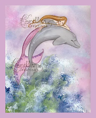 LEAP Dolphin & Mermaid Print From Original Painting By Camille Grimshaw Fairy • $10