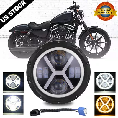 7  Inch LED Headlight Projector DRL Motorcycle For Harley Dyna Cafe Racer Bobber • $36.98