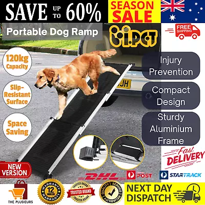 Pet Dog Ramp For Car Stairs 4WD Cat Telescopic Portable Adjustable Non Slip Ramp • $116.69