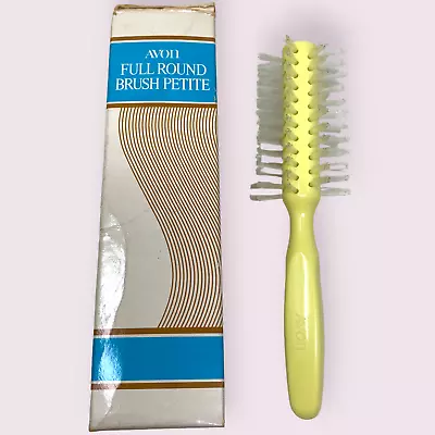 Vintage 1970's Avon Yellow Full Round Brush Petite 7  White Bristle Original Box • $53.58