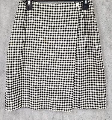 Country Works Skirt Womens Medium Black White Checker Wrap Vintage Knee Length • $35.99