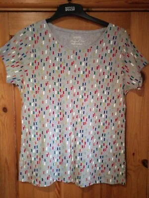 Matalan Papaya Ladies 20 Grey T-Shirt With Multi Coloured Dashes-BNWT-RRP £4 • £2