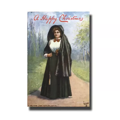 Malta Postcard Tucks Woman-Faldetta Happy Christmas Used Divided Back • $24