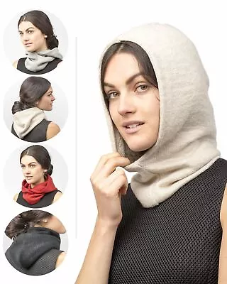 £8.99 • Buy Plain Multifunctional Thermal Hooded Hat Neck Warmer Snood Scarf Knit Hood