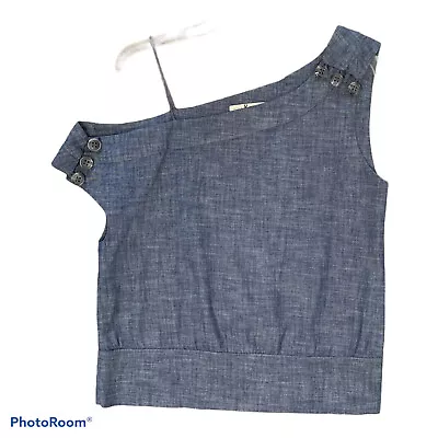 Mike & Chris  Women Top Shirt Blouse Blue One Shoulder Short Sleeve XS • $25.88