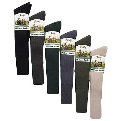 6 Pairs Of Men's Military Socks Long Knee High Thermal Army Socks Size 6-11 • £13.95