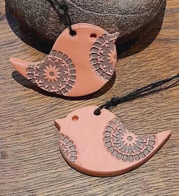 2 Handmade Terracotta Mandala Birds. Christmas Tree Decorationsrustic Gift Tag • £3.20