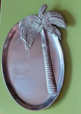 Mariposa Brillante Palm Tree Heavy Aluminum Serving Or Display Platter Excellent • $24