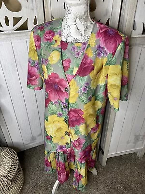 Vintage Mailo Designs Tea Party Dress Size 14 Church Floral Roses 90s • $27.54