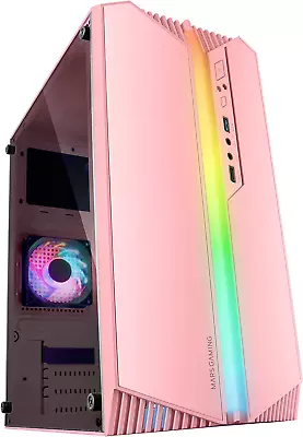 Mars Gaming MC-S1 Pink Compact Micro-Atx Gaming PC Case ARGB Lighting Modes A14 • £39.99