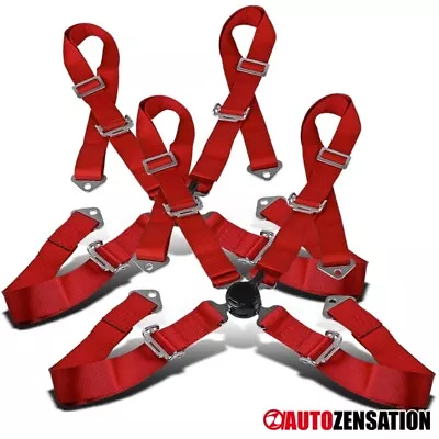 2x JDM 4PT Sport Racing Style Camlock Seat Harness Buckle Belt Set Red • $55.17