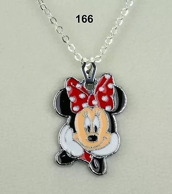 Minnie Mouse Disney Enameled Alloy Pendant Necklace Silver-plated Chain 18  • £2.25