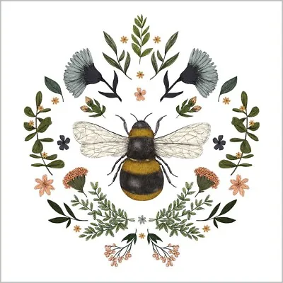 £1.40 • Buy 5 X COCKTAIL Napkin/3Ply/25cm/Decoupage/Insects/Bee/Secret Bee With Flowers