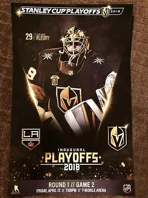 Round 1 Game 2 Marc-andre Fleury Vegas Golden Knights La Kings Playoffs Poster • $21