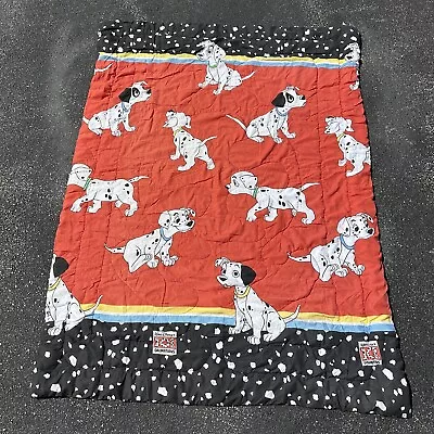 Vintage Disney 101 Dalmatians Twin Comforter Puppies 59” X 80” Red Black Spots • $44.95