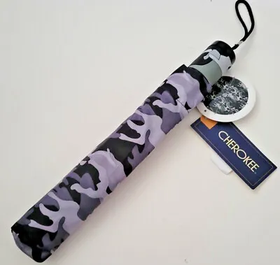 $15.99 • Buy Cherokee Brand Gray Black Camo Rain Umbrella & Sleeve