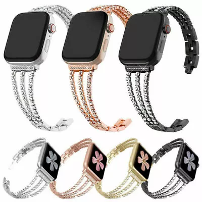 $24.98 • Buy Women Dressy Jewelry Diamond Band Strap For Apple Watch Series 7 6 5 38 42 44 Mm