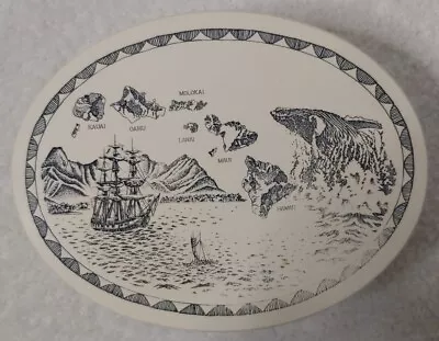 Faux Scrimshaw Trinket Box Hawaii Maui Lanai Molokai Oahu Kauai Islands Whale • $7.99