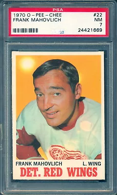 1970-71 OPC O PEE CHEE Hockey #22 FRANK MAHOVLICH PSA 7 NM Detroit RedWings Card • $76.49