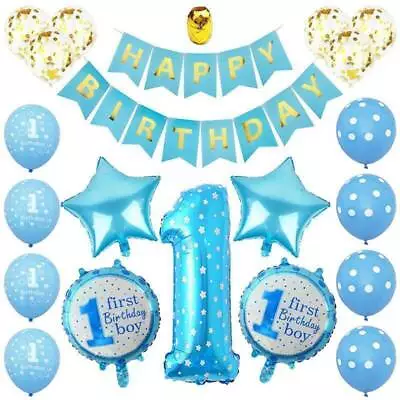 Baby 1 Year Old Boy Girl Balloons Banner Set Happy Birthday Party Decoration New • £7.07