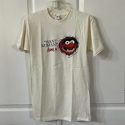 VTG 80’s Muppets ANIMAL Want Woman! T-Shirt M Slim Beige Single Stitch NOS USA • $159.88