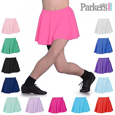 £9.40 • Buy New Girls Dance Ballet Tap Disco Circular Skirt Shiny Nylon Lycra Lcss 3-13 Yrs