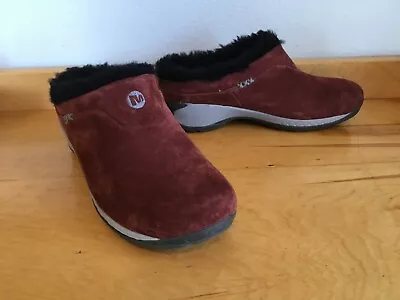 Merrell Encore Ice Andorra Lined Maroon Suede Clog Shoes J63268 Women's Size 8 • $35