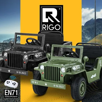 Rigo Ride On Car Jeep Kids Electric Military Toy Cars Off Road Vehicle 12V • $192.95