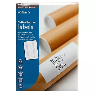 WHSmith Large A4 Self-Adhesive Labels White For Inkjet Printers Pack Of 560 • £6.74