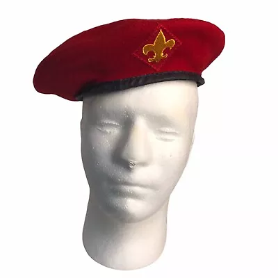 Vintage Small Red Wool Beret Hat Official Head Wear Boy Scouts Of America • $47.52